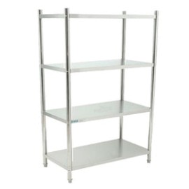 Anaquel Liso BN-R02-120 De Acero Inoxidable De 4 Entrepaños De 120 cm De Largo