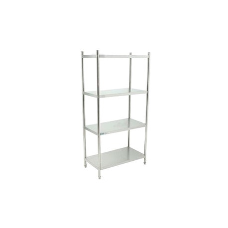 Anaquel Liso BN-R02-90 De Acero Inoxidable De 4 Entrepaños De 90 cm De Largo