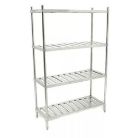 Anaquel Tipo Marimba BN-R01 De Acero Inoxidable De 4 Entrepaños Ranurados
