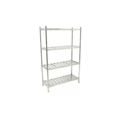 Anaquel Tipo Marimba BN-R01 De Acero Inoxidable De 4 Entrepaños Ranurados