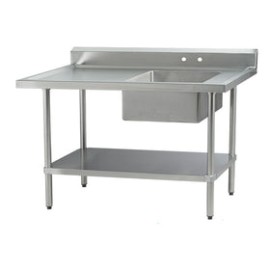 Mesa De Trabajo Con Entrepaño Lambrin Y Tarja International De Lado Derecho 1800 Modelo MELT1D18