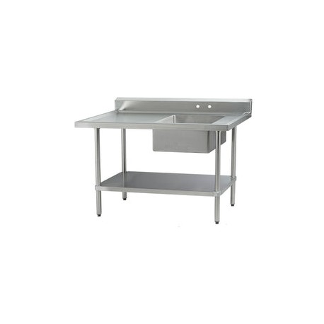 Mesa De Trabajo Con Entrepaño Lambrin Y Tarja International De Lado Derecho 1800 Modelo MELT1D18