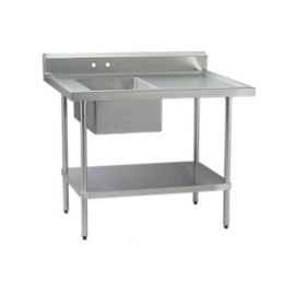 Mesa De Trabajo Con Entrepaño Lambrin Y Tarja International De Lado Izquierdo 1200 Modelo MELT1I12