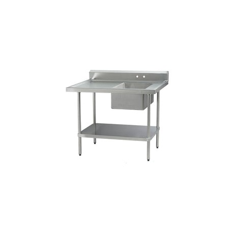 Mesa De Trabajo Con Entrepaño Lambrin Y Tarja International De Lado Derecho 1200 Modelo MELT1D12