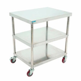 Mesa Viajera Migsa BN-W06-80 De Acero inoxidable Con Llantas y 2 Entrepaños Largo De 80 cm