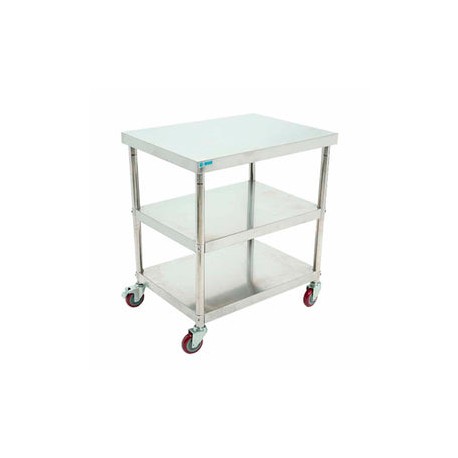 Mesa Viajera Migsa BN-W06-80 De Acero inoxidable Con Llantas y 2 Entrepaños Largo De 80 cm