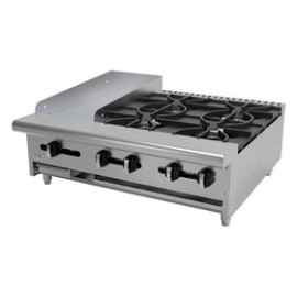 Parrilla con Plancha Asber AEM-G12-B4-36 - 4 Quemadores y Plancha de 12"