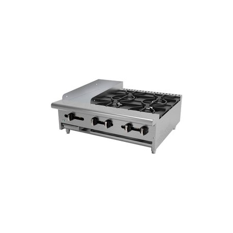 Parrilla con Plancha Asber AEM-G12-B4-36 - 4 Quemadores y Plancha de 12"