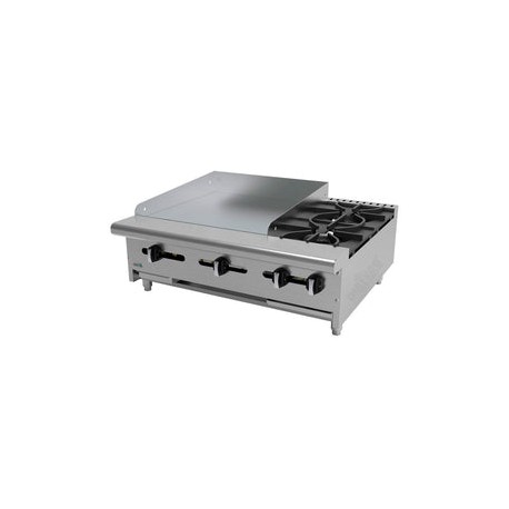 Parrilla con Plancha Asber AEM-G24-B2-36-H - 2 Quemadores y Plancha de 24"