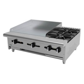 Parrilla con Plancha Asber AEM-G24-B2-36-H - 2 Quemadores y Plancha de 24"