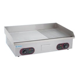 Plancha Eléctrica Migsa BN-822B Grill Mitad Lisa U Mitad Acanalada De Acero Inoxidable Con Cajon Para Grasa A 220V