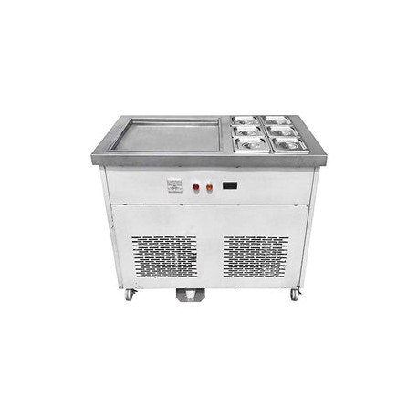 Maquina De Helado Frito Migsa FIC-50S-6 Tina De Trabajo Rectángular Con 6 Insertos Para Toppings